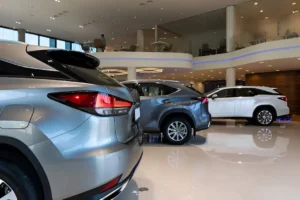 Concesionario automotriz con diferentes marcas de vehículos
